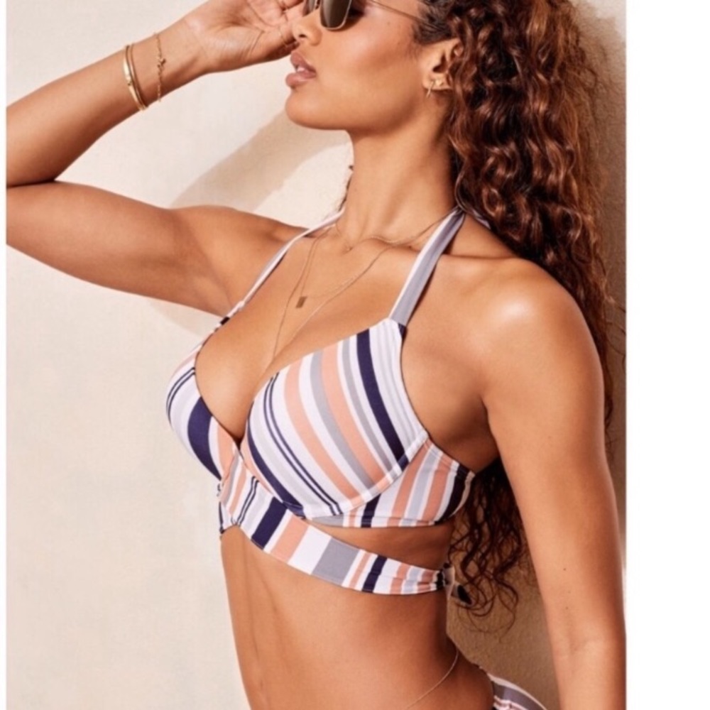 Adore Me new stripe wrap bikini 38DD